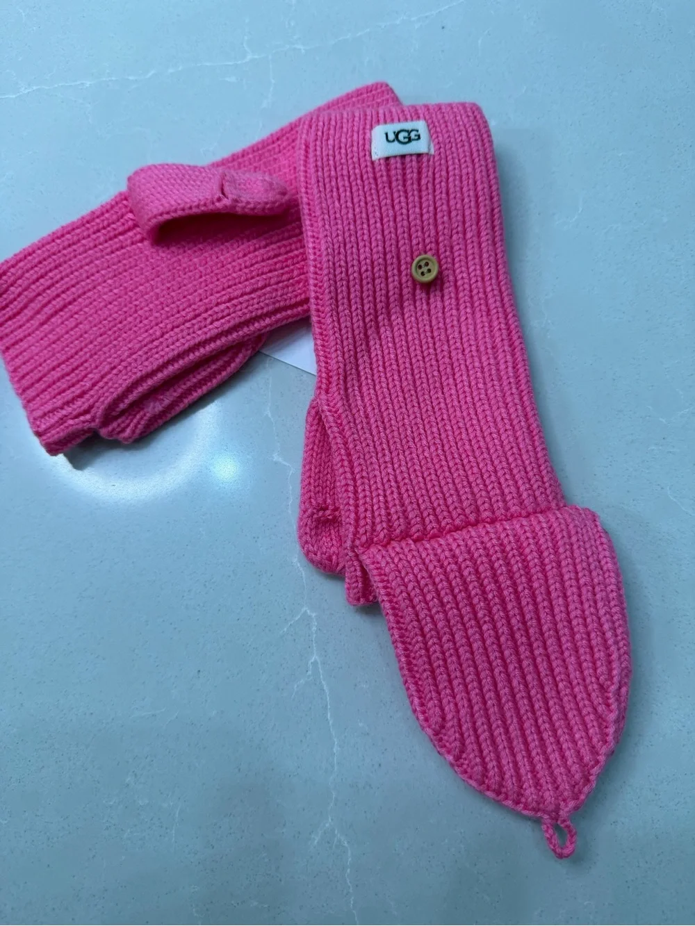 NWT UGG Cozy Knit Flip Mitten French Pink Convertible Gloves OS